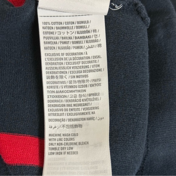 Abercrombie & Fitch Men's Navy and Red Striped Long Sleeve Shirt. Size large - Picture 7 of 7